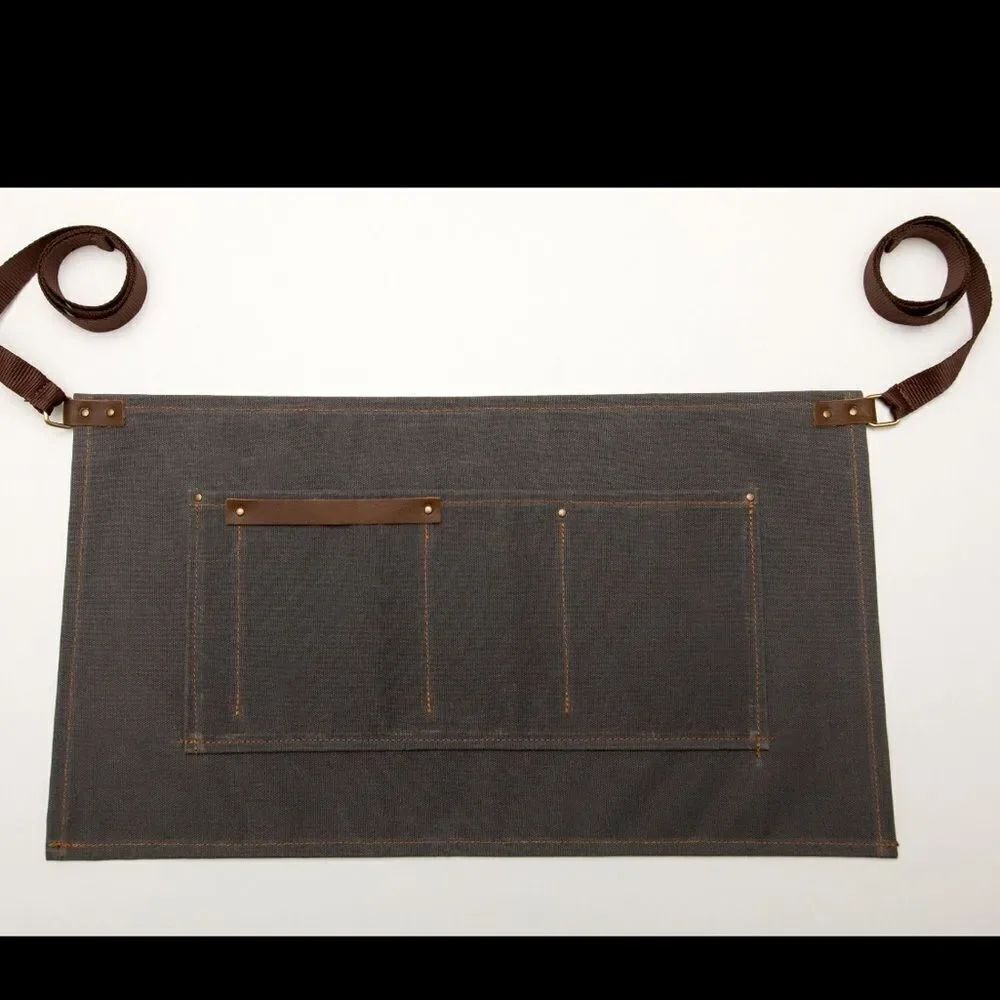 Waxed Canvas Half Apron for Women andโMen / Barista Waitress Bartender Apron.